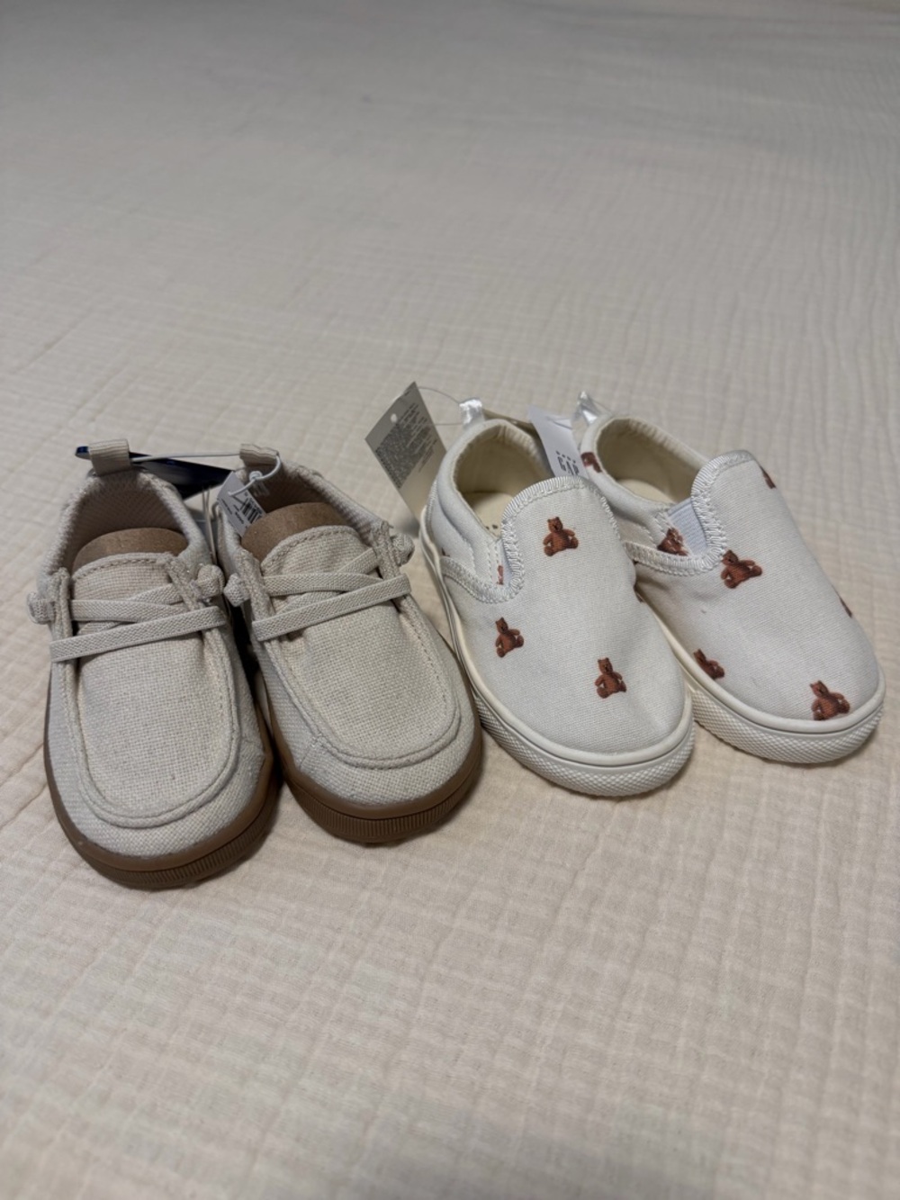 GAP Neutral Canvas Slip-On & Lace-Up Kids Shoes in Cream and Brown Accents